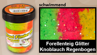 FTM Troutfinder Forellenteig Glitter KNOBLAUCH  schwimmend  wahlw. versch. Farben